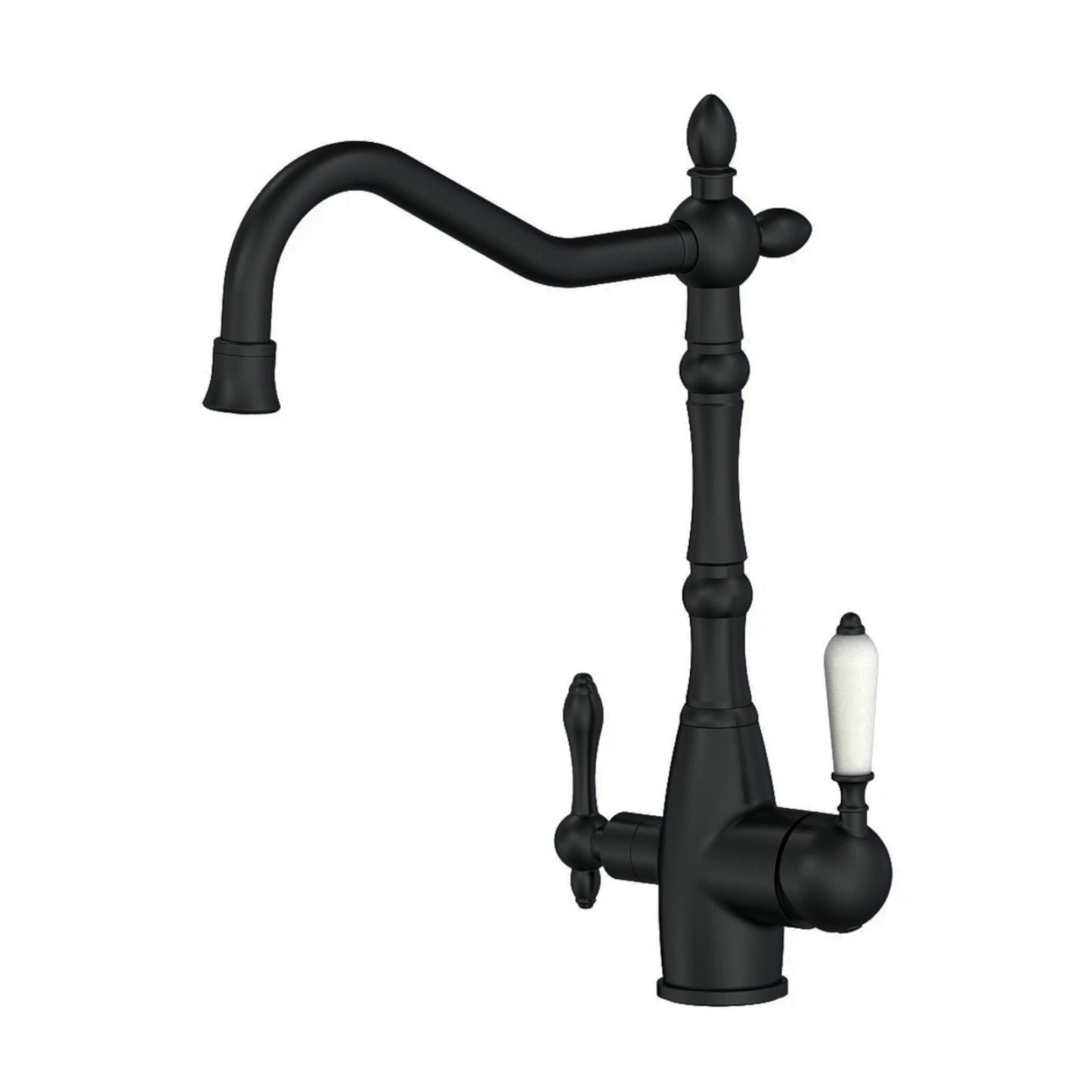 Aylesbury traditional 3 way kitchen sink filter mixer tap - black
