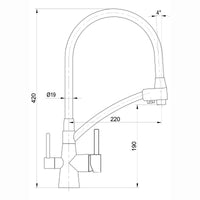 Geneva contemporary pull out 3 way kitchen sink filter mixer tap - chrome