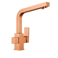 Turin modern square 3 way kitchen sink filter mixer tap - rose gold