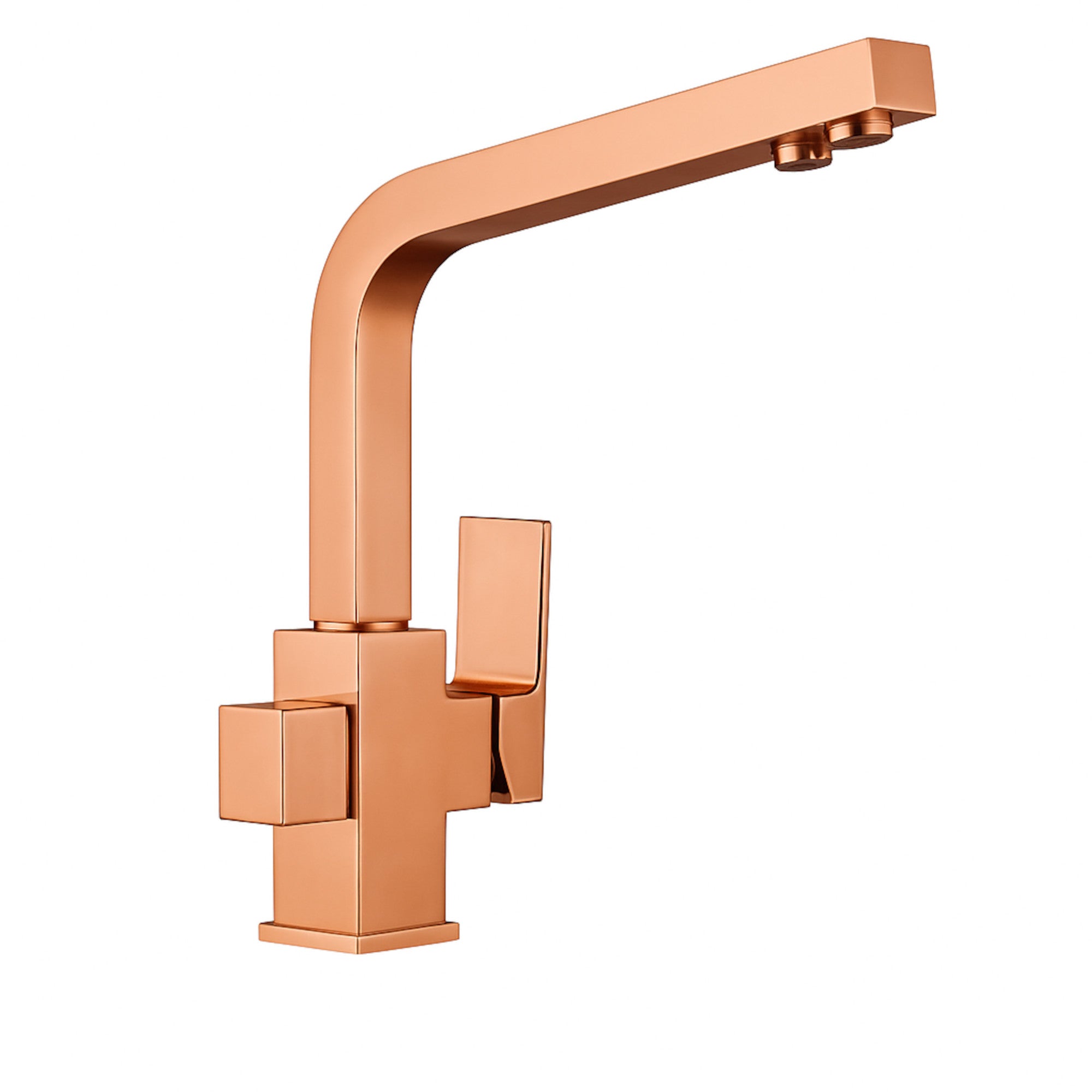 Turin modern square 3 way kitchen sink filter mixer tap - rose gold