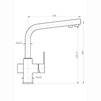 Turin modern square 3 way kitchen sink filter mixer tap - rose gold