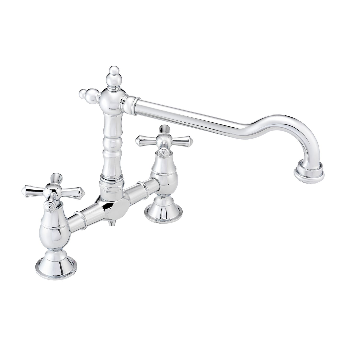 Langley traditional bridge kitchen sink mixer tap colonial crosshead - chrome