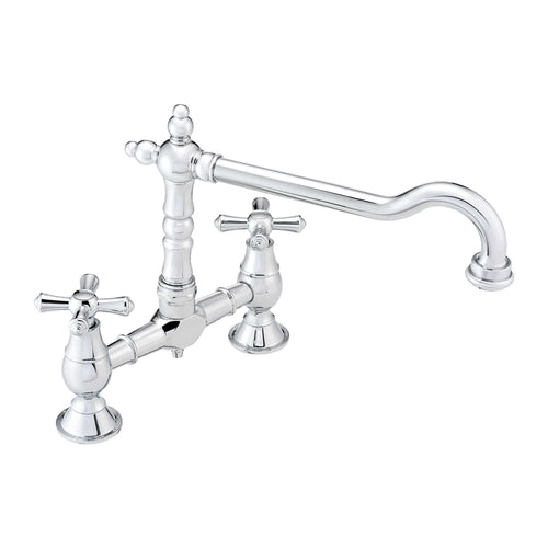 Buy Langley traditional bridge kitchen sink mixer tap colonial crosshead - chrome online UK