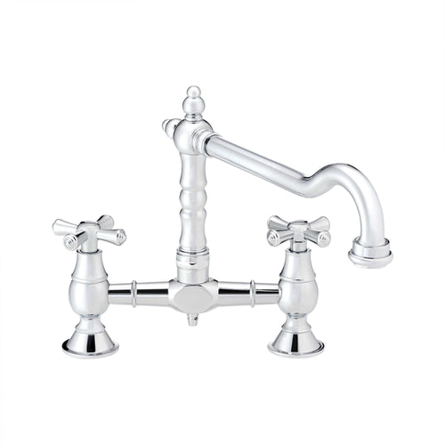 Buy Langley traditional bridge kitchen sink mixer tap colonial crosshead - chrome online UK