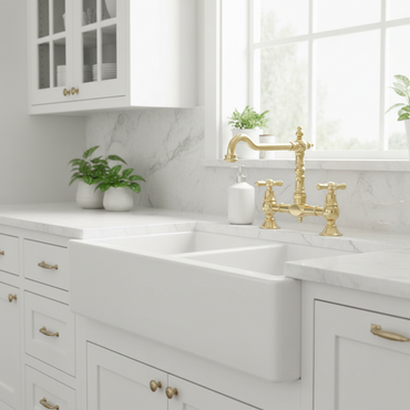 Langley traditional bridge kitchen sink mixer tap colonial crosshead - gold