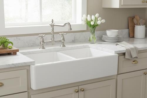 Langley Brushed Nickel Bridge Kitchen Sink Mixer Tap Traditional Colonial Crosshead