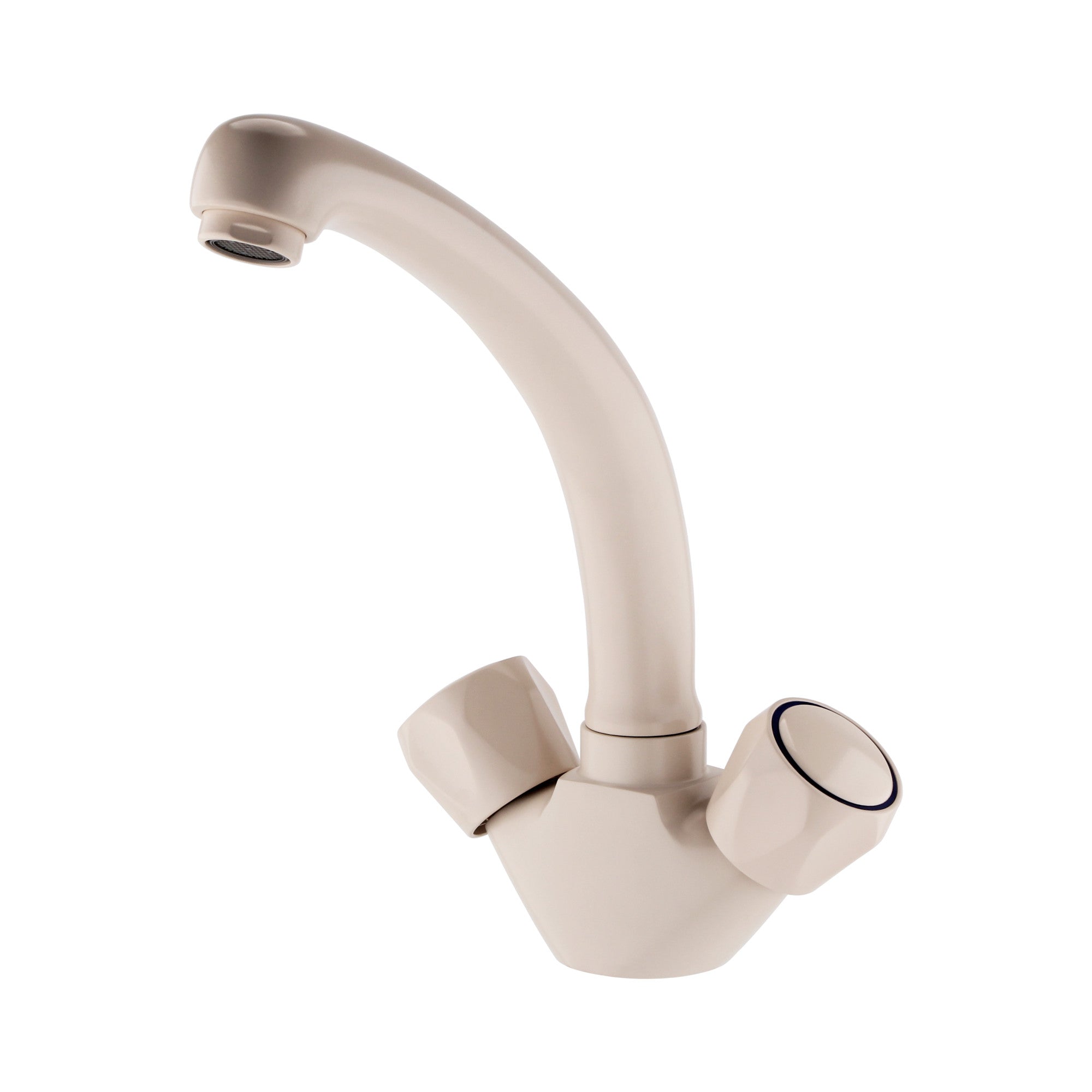 Richmond dual flow kitchen sink tap twin round knobs - cream beige