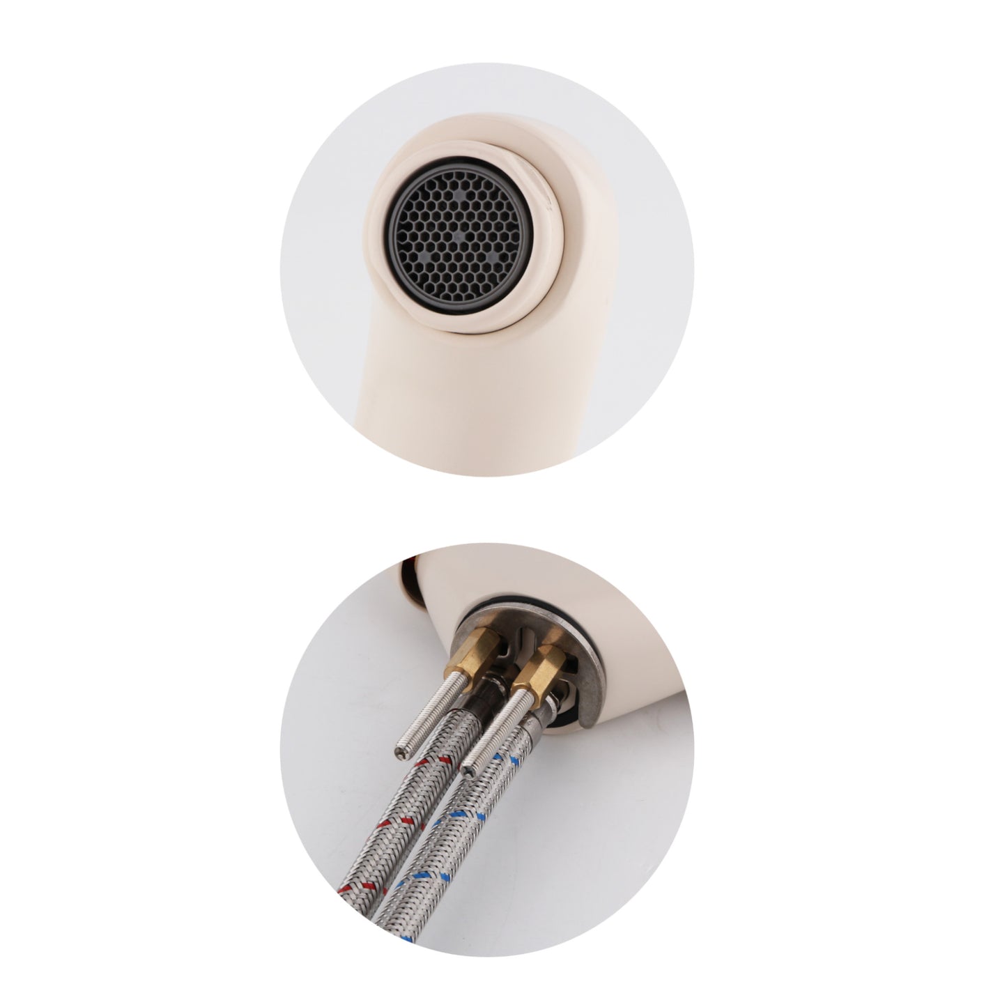 Richmond dual flow kitchen sink tap twin round knobs - cream beige
