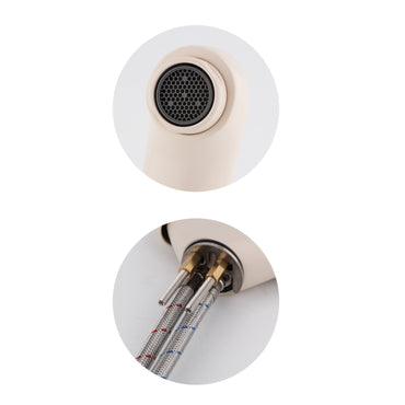 Richmond dual flow kitchen sink tap twin round knobs - cream beige