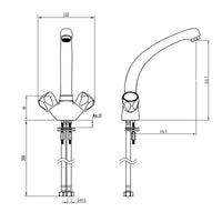Richmond dual flow kitchen sink tap twin round knobs - cream beige