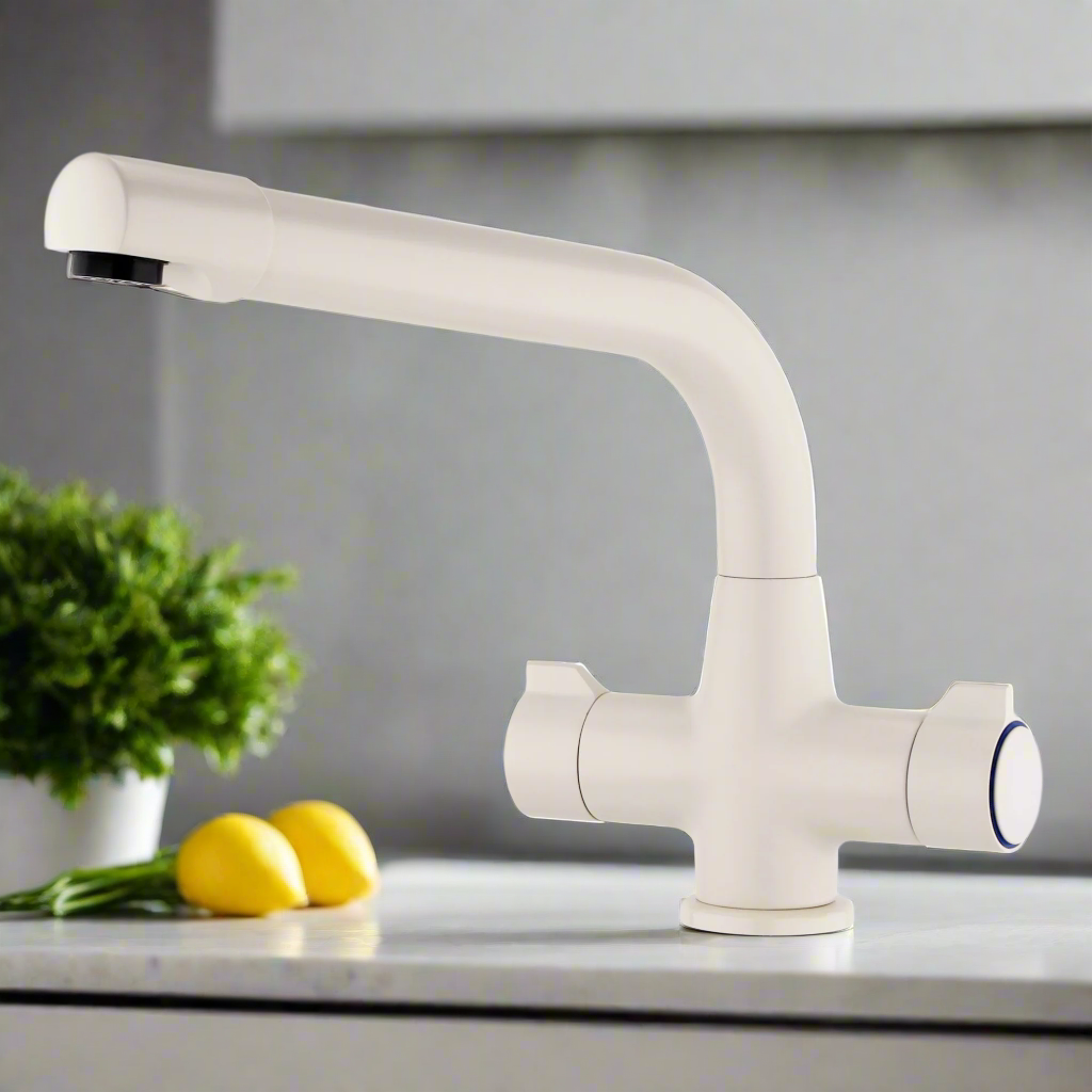 Alpha dual flow kitchen sink tap twin lever - cream