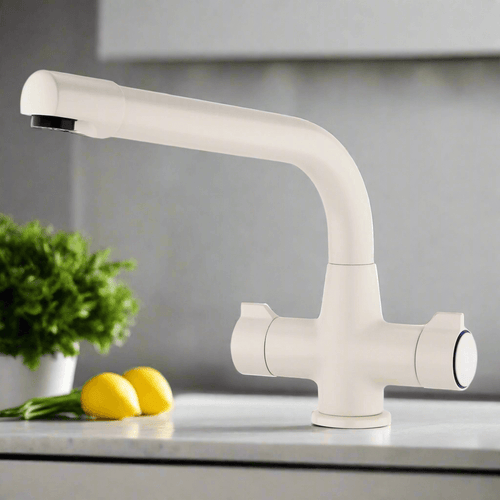 Buy Alpha dual flow kitchen sink tap twin lever - cream online UK