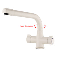 Alpha dual flow kitchen sink tap twin lever - cream