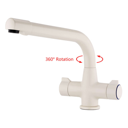 Buy Alpha dual flow kitchen sink tap twin lever - cream online UK