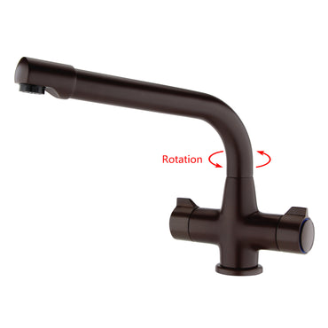 Alpha dual flow kitchen sink tap twin lever - brown