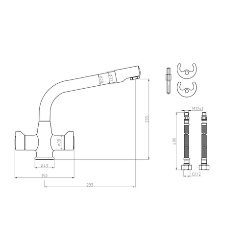 Buy Alpha dual flow kitchen sink tap twin lever - brown online UK