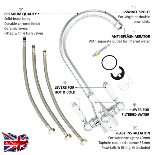 Buy Cotswold traditional filter tap with ceramic levers - chrome online UK