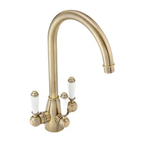 Cotswold traditional filter tap with ceramic levers - antique brass