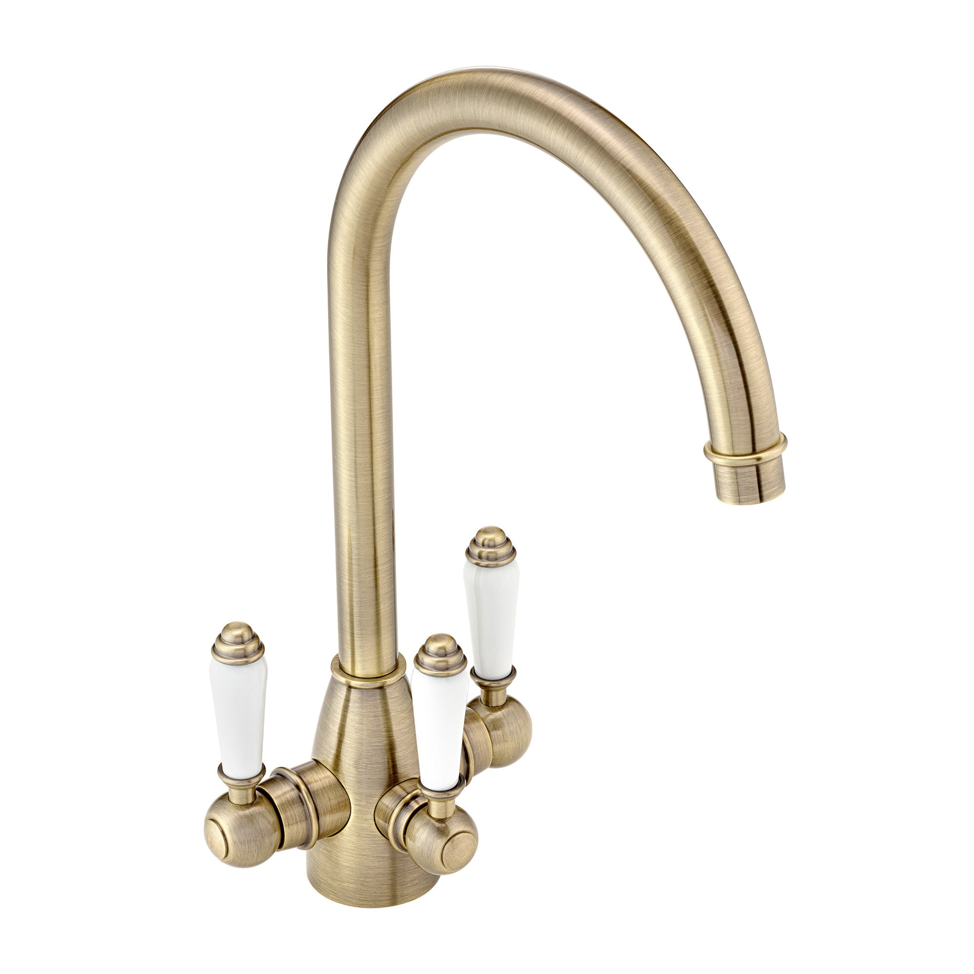 Cotswold traditional filter tap with ceramic levers - antique brass