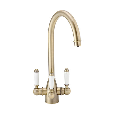 Cotswold traditional filter tap with ceramic levers - antique brass
