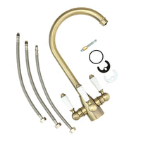 Valencia traditional filter tap with ceramic levers - antique bronze