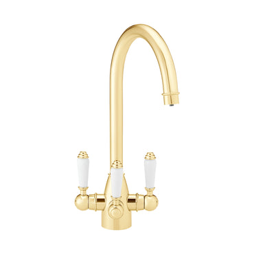 Cotswold traditional filter tap with ceramic levers - gold