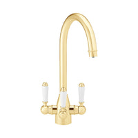 Valencia traditional filter tap with ceramic levers - English gold