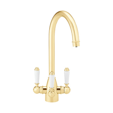 Valencia traditional filter tap with ceramic levers - gold