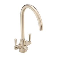 Torino modern filter tap with twin levers - brushed nickel