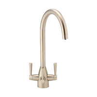 Torino modern filter tap with twin levers - brushed nickel