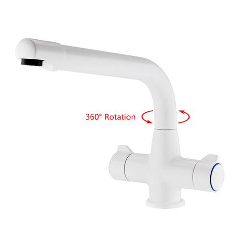 Buy Alpha dual flow kitchen sink tap twin lever - white online UK