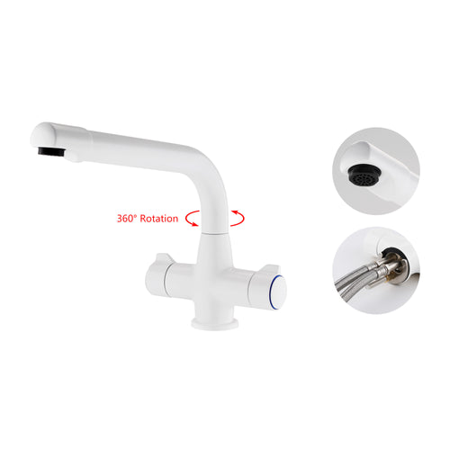 Buy Alpha dual flow kitchen sink tap twin lever - white online UK