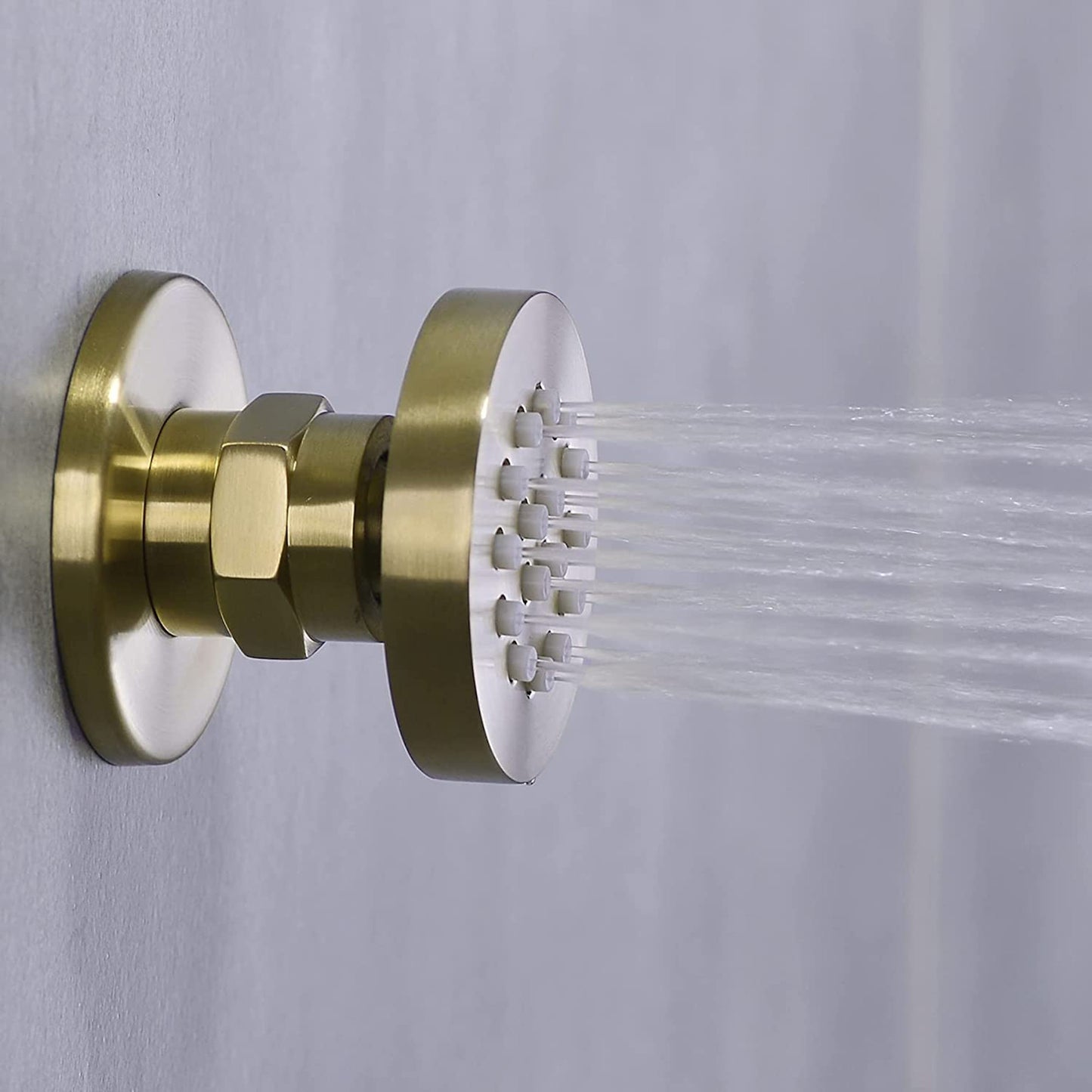 Round shower body jet - brushed brass