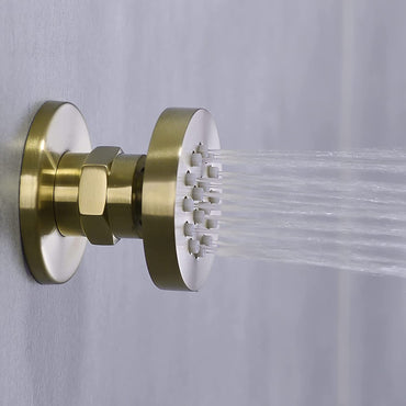 Round shower body jet - brushed brass