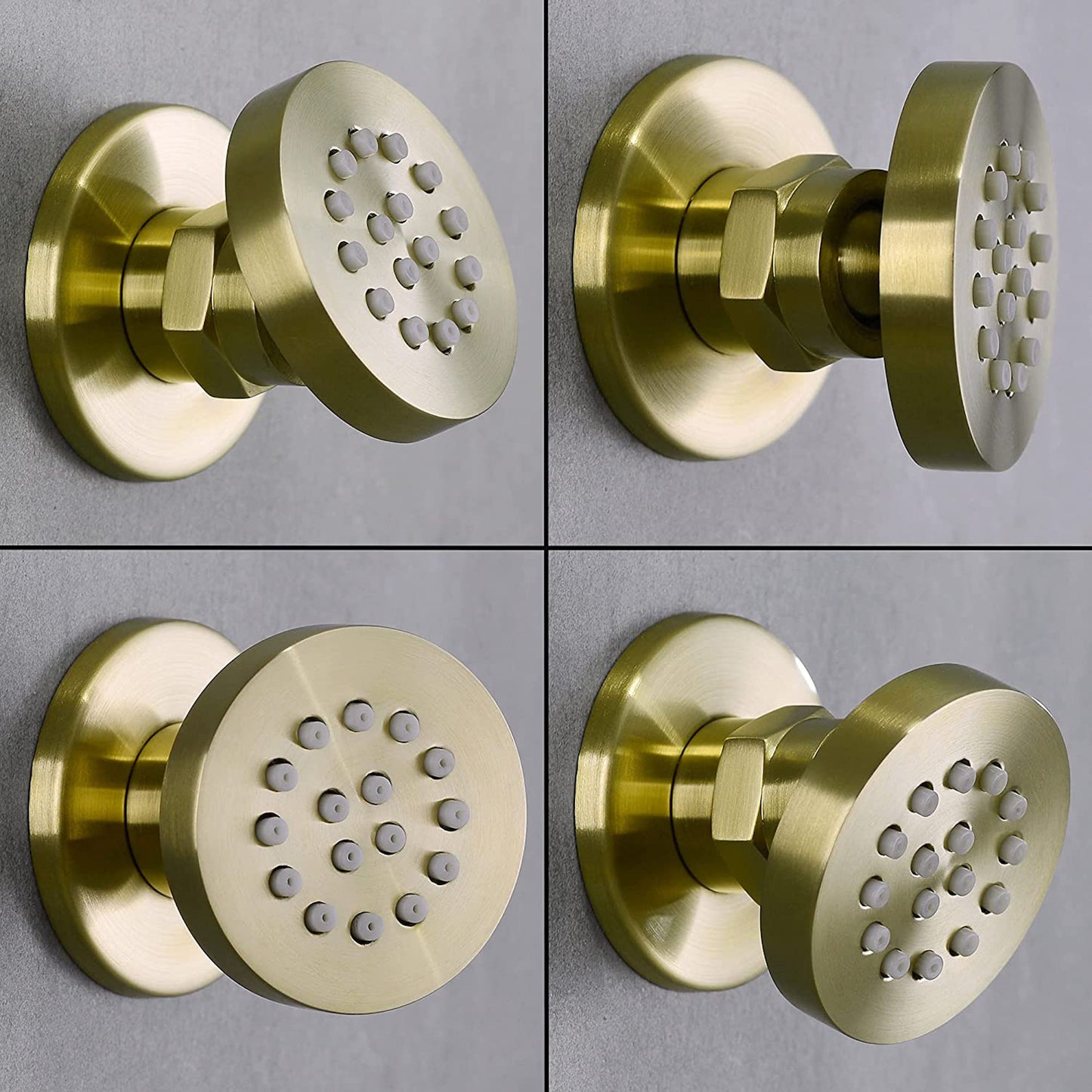 Round shower body jet - brushed brass