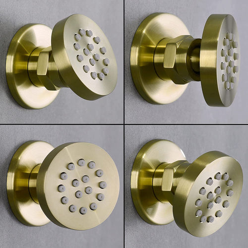 Round shower body jet - brushed brass