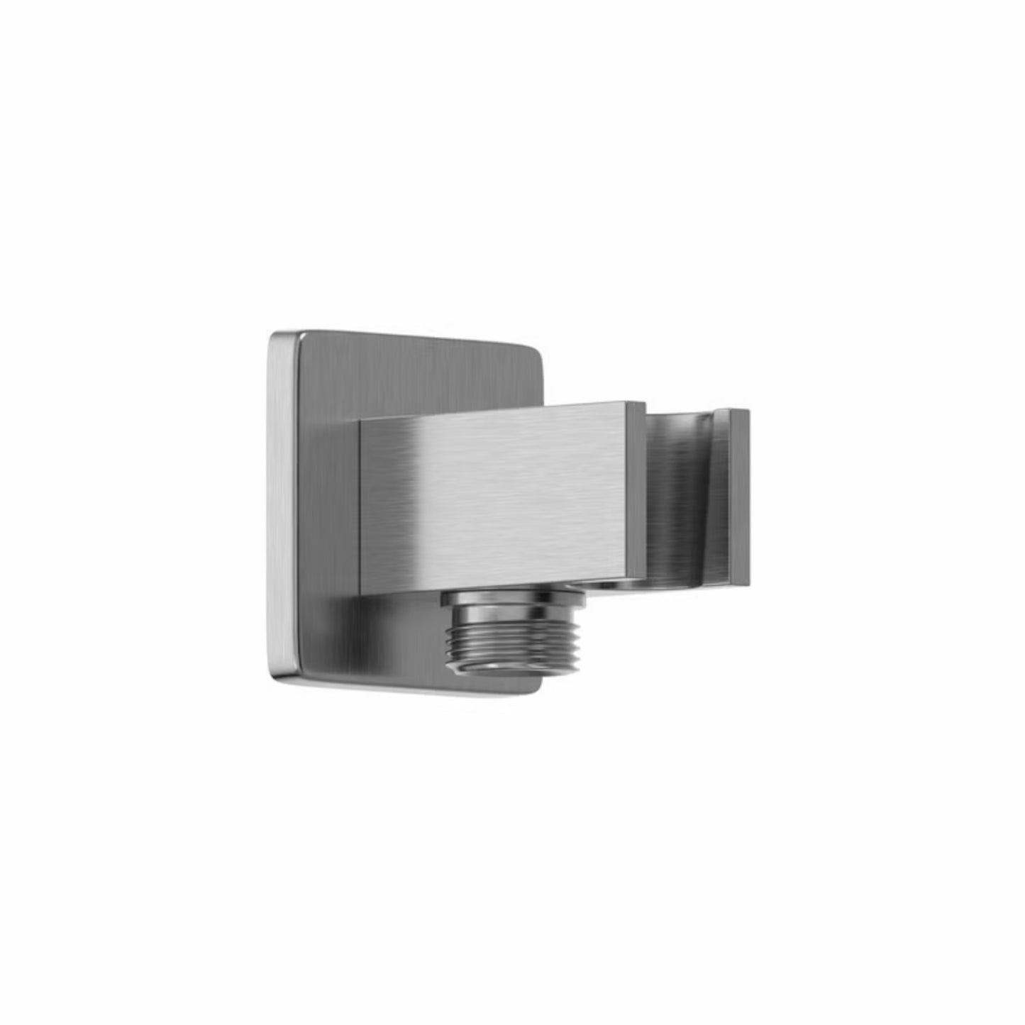 Square shower outlet elbow with holder for handheld shower head - gunmetal grey