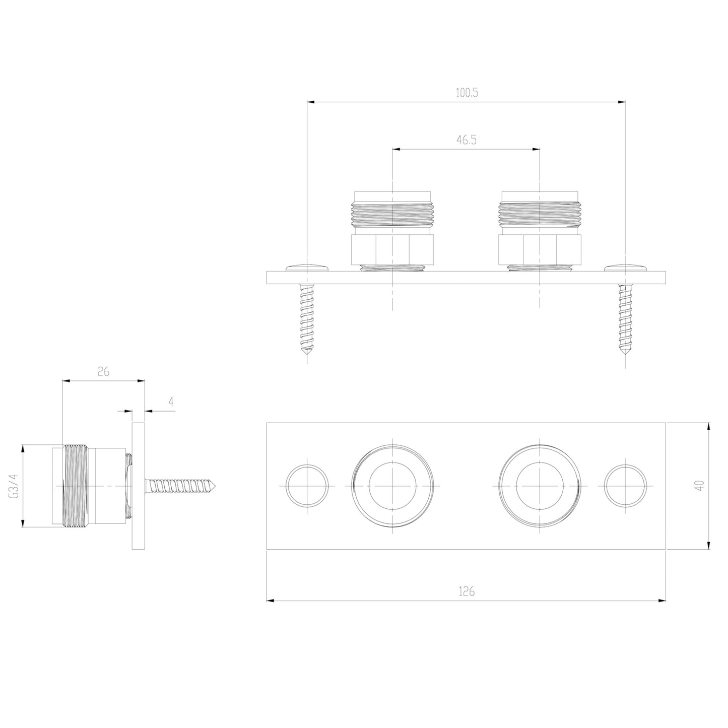 Easy fix wall plate for exposed mini thermostatic shower valves - chrome