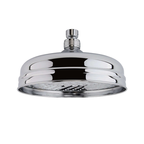Buy Chrome Traditional shower head apron rose brass 200mm online UK