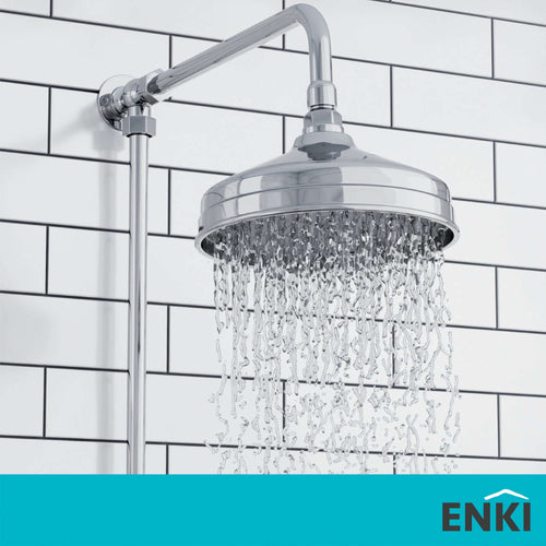 Buy Chrome Traditional shower head apron rose brass 200mm online UK