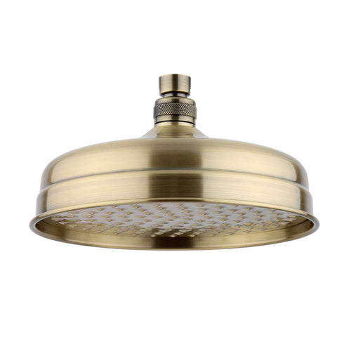Buy Traditional shower head apron rose brass 200mm - antique brass online UK