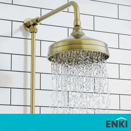Buy Traditional shower head apron rose brass 200mm - antique brass online UK