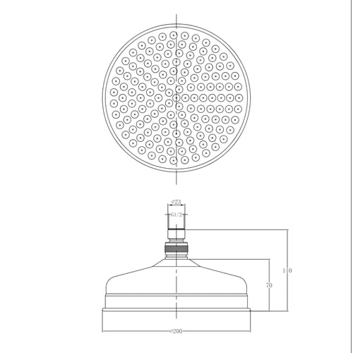 Buy Traditional shower head apron rose brass 200mm - gold online UK