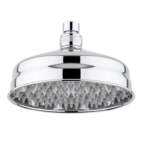 Buy Chrome Traditional shower head apron rose brass 150mm online UK