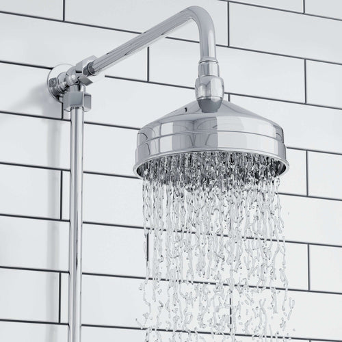 Buy Chrome Traditional shower head apron rose brass 150mm online UK