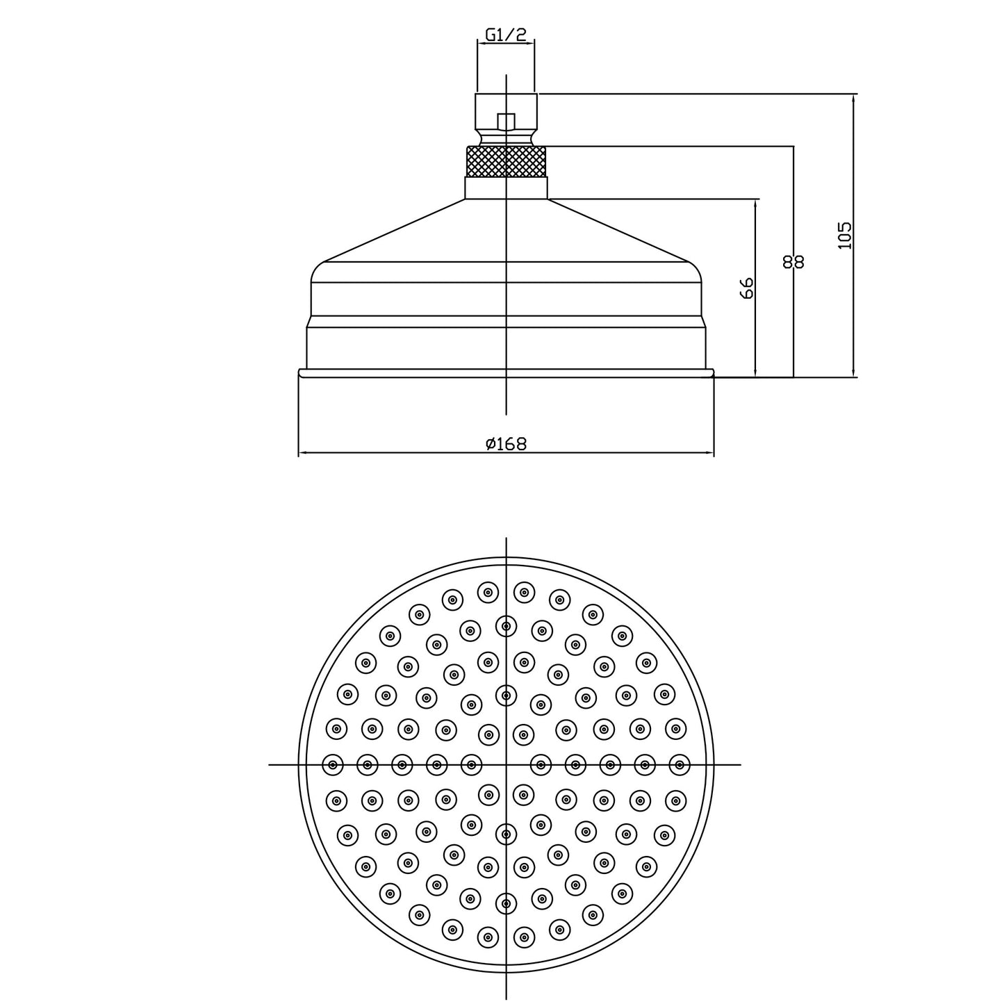 Chrome Traditional shower head apron rose brass 150mm