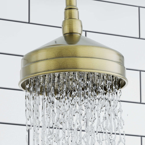 Buy Traditional shower head apron rose brass 150mm - antique brass online UK