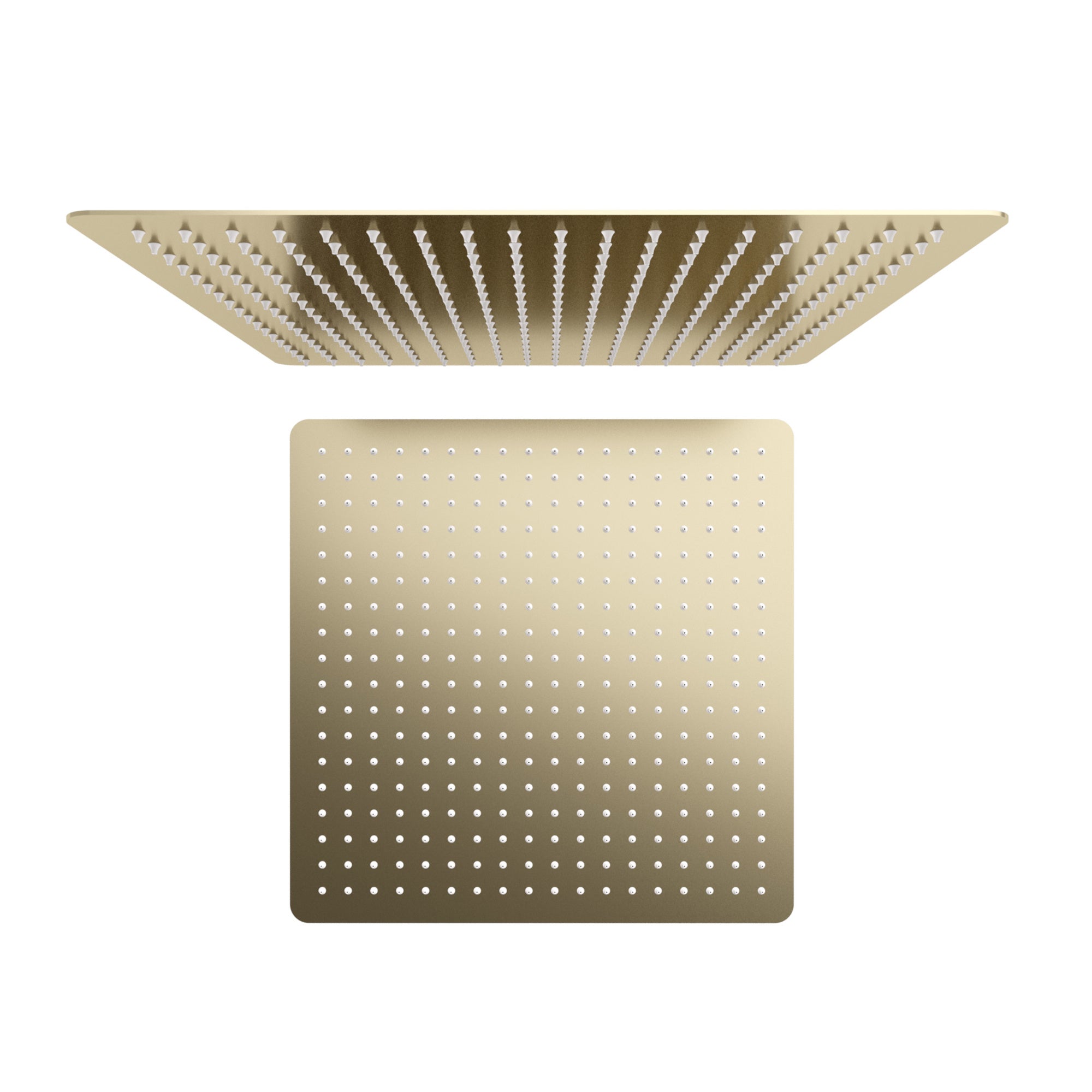 Square ultra slim shower head stainless steel 400mm - brushed brass