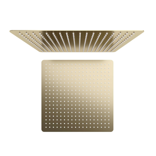 Buy Square ultra slim shower head stainless steel 400mm - brushed brass online UK