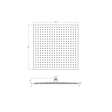 Square ultra slim shower head stainless steel 400mm - brushed brass